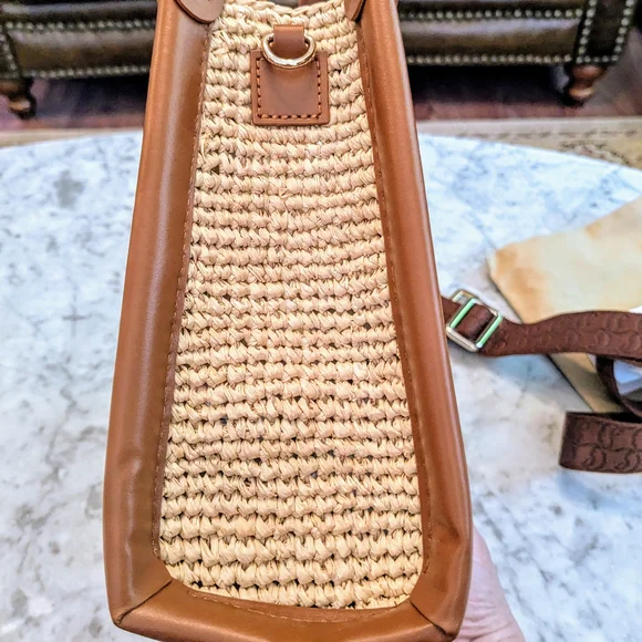 Christian Louboutin "By My Side"Mini Raffia Tote bag with leather trim - Picture 4 of 10